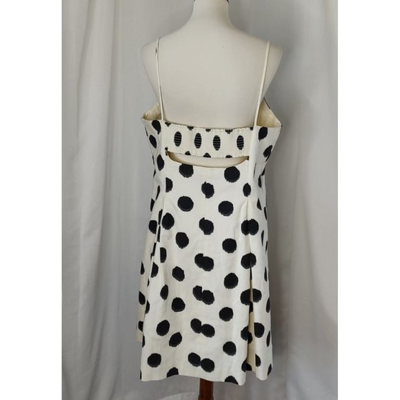 LOFT Dress White Black Polka Dot straps Cut OutBack Cotton Fit & Flare - Picture 6 of 10